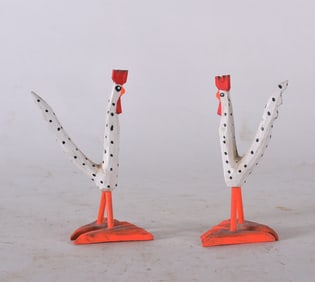 Harry Jennings Miniature Carved Roosters