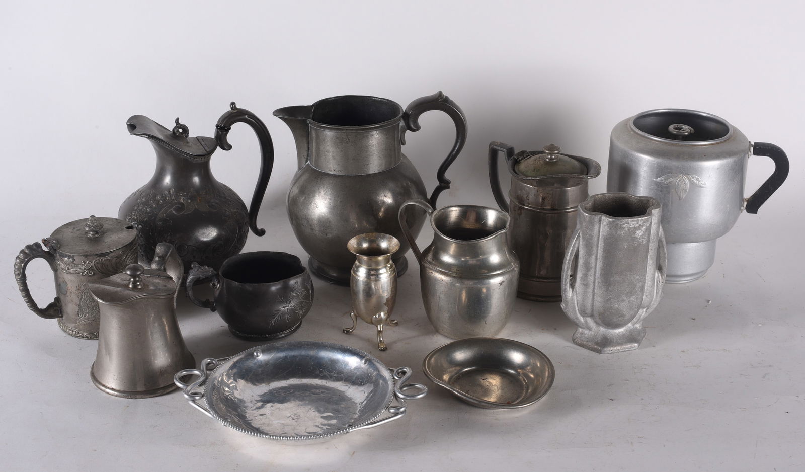 Silver Plate and Pewter Collection: sizes are found under condition tab and are for shipping purposes. all sizes are approximate for shipping purposes. all items are from a single owner estate collection. Please see photos for details o