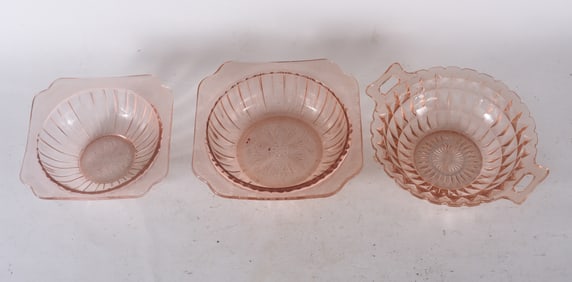 Collection of Pink Depression Glass