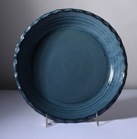 Owens Pottery Blue Pie Plate
