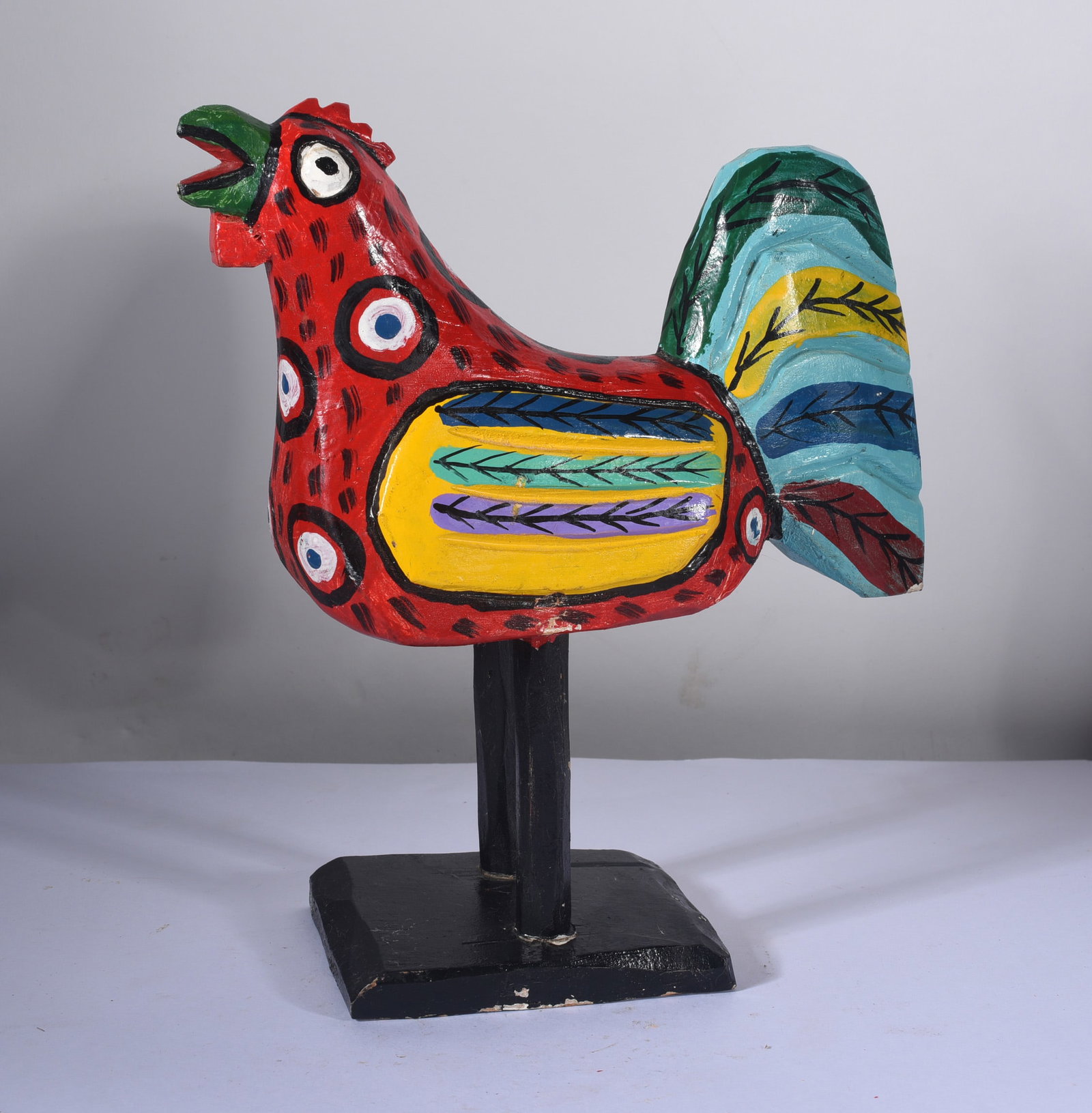 Folk Painted Wooden Chicken (1 of 2)