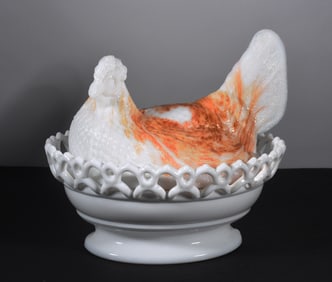 Milk Glass Turkey Compote