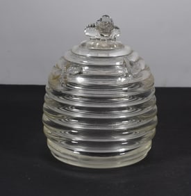 Vintage Glass Lidded Honey Jar