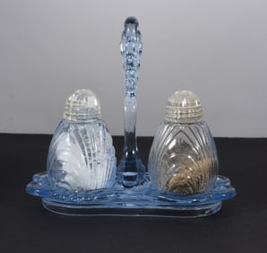 Vintage Cambridge Caprice Moonlight Blue Cruet Set