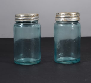 Vintage Miniature Blue Fruit Jar Salt and Pepper