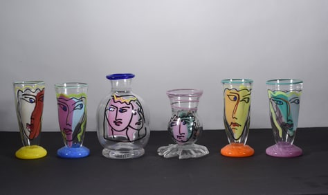 Bernstein Style Glass Painted Cups