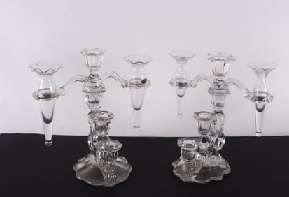 Vintage Glass Candle Stands