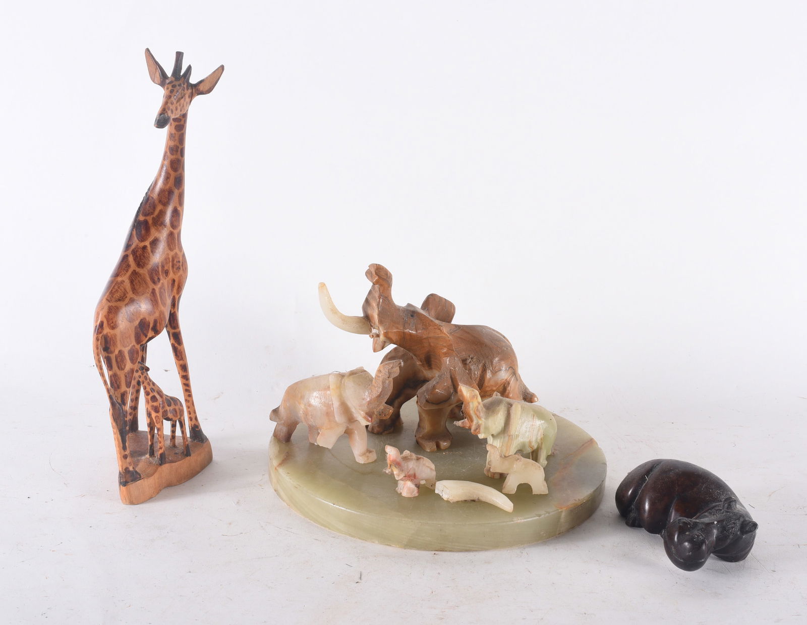 Jade Animal Collection (damage to tusk): sizes are found under condition tab and are for shipping purposes. all sizes are approximate for shipping purposes. all items are from a single owner estate collection. Please see photos for details o