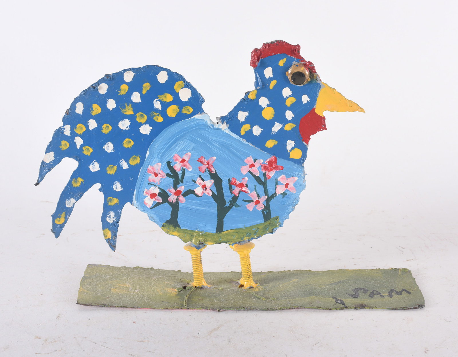 Sam The Dot Man Painted Metal Rooster (1 of 2)