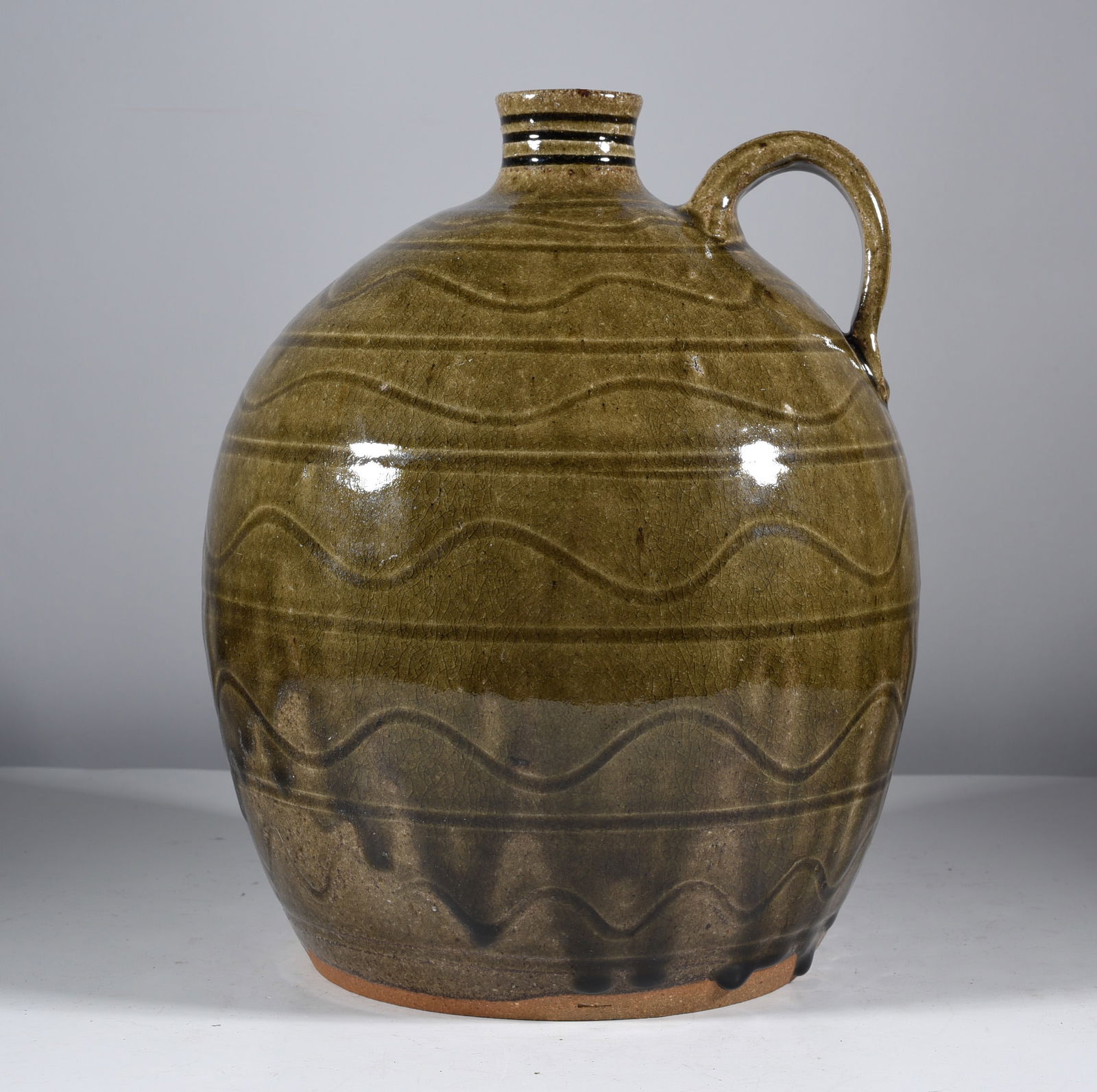 Mac Robinson Alkaline Glaze Incised Decorated Jug (1 of 4)