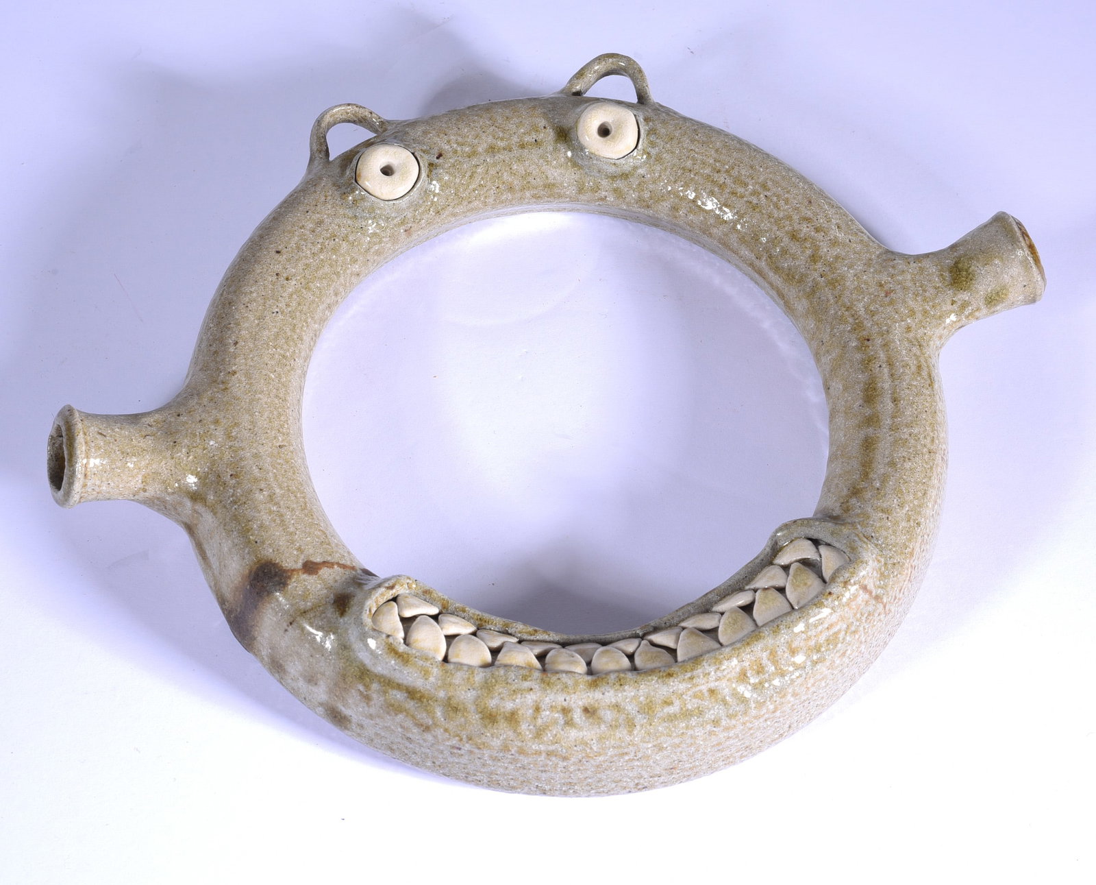 Julie Rose Pottery Ring Jug with Face (1 of 3)