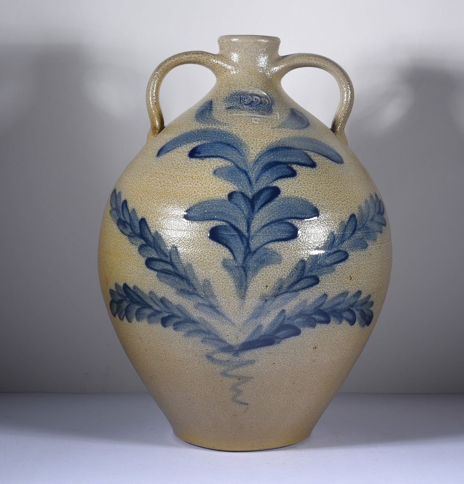 Rowe Pottery Works Blue Decorated Jug (1 of 3)