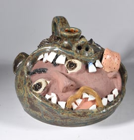 Rodney Leftwich Folk Pottery Face Jug