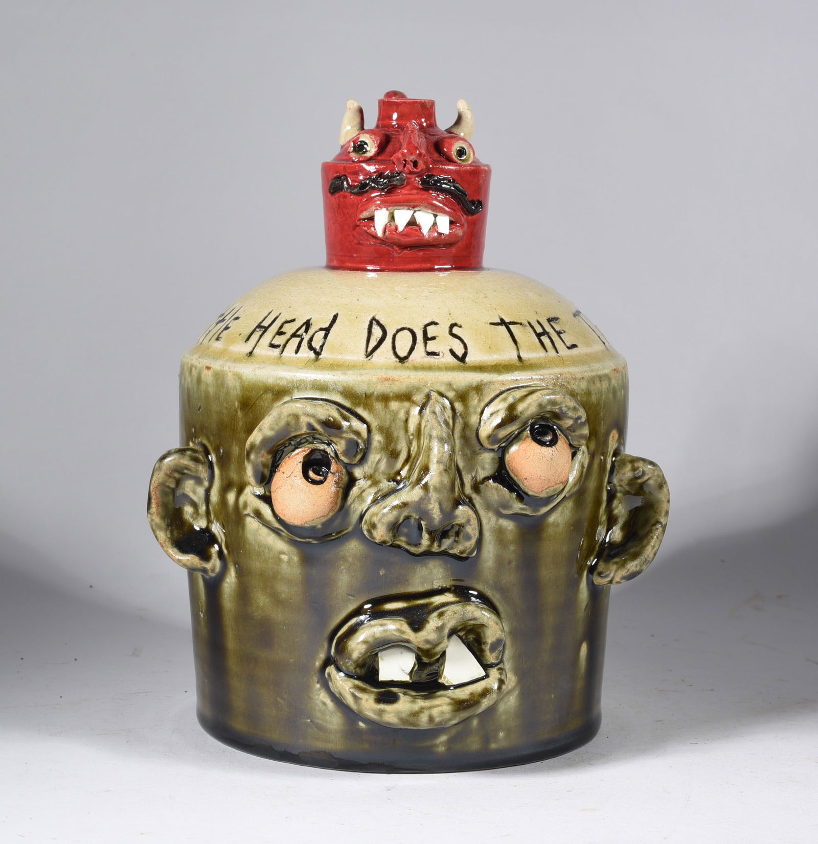 Rodney Leftwich Folk Pottery Face Jug (1 of 3)