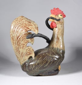 Rodney Leftwich Folk Pottery Rooster and Snake