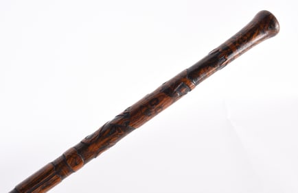 American Folk Art Carved Masonic Cane