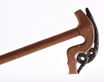 American Folk Art Carved Snake Cane