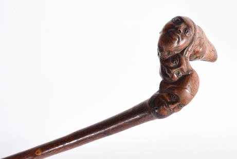 American Folk Art Cane: very nice folk carved walking stick. Ca. 1900-1920.