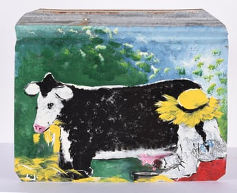 Leonard Jones Folk Painting on Roof tin