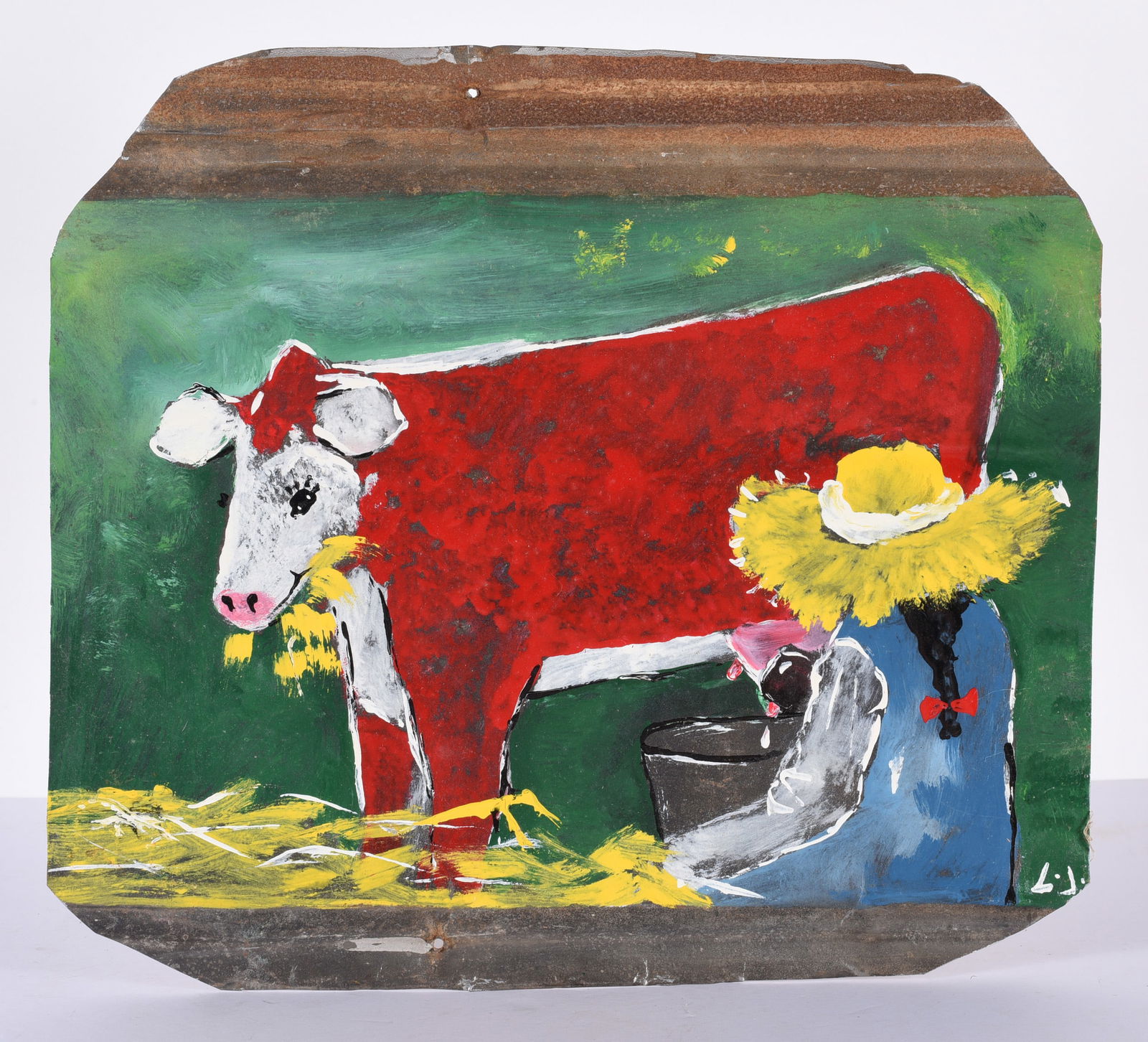 Leonard Jones Folk Painting on Roof tin (1 of 2)