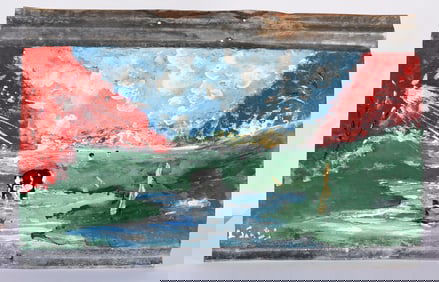 Leonard Jones Folk Painting on Roof tin