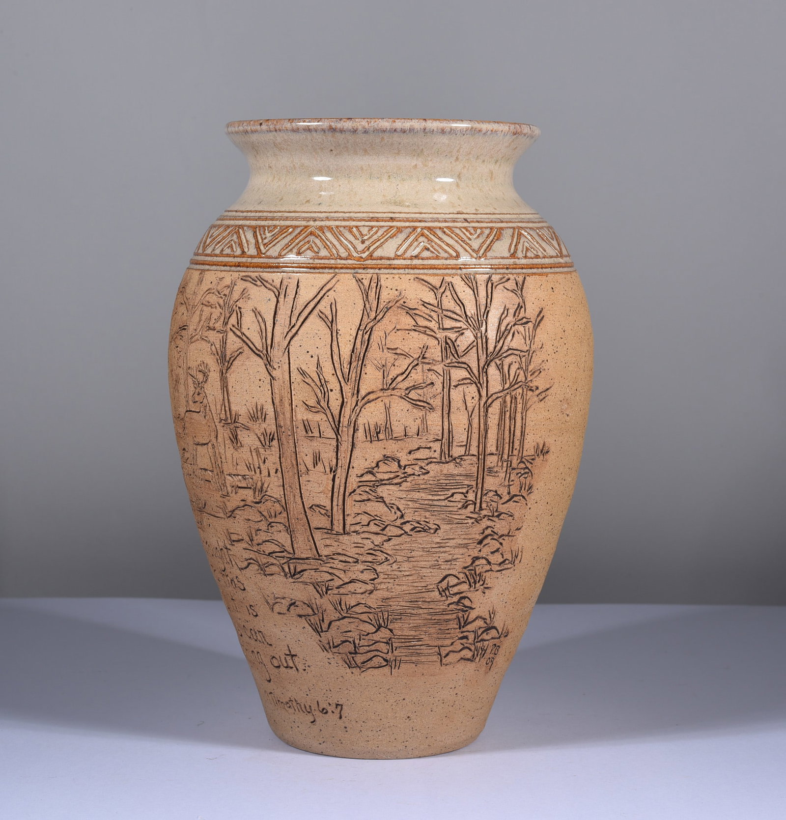 North Carolina Pottery Vase: pottery is from a single owner collection. Most of it was bought directly from the artist in Seagrove NC.