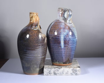 JL McDowell Pottery Twin Jugs Turn and Burn