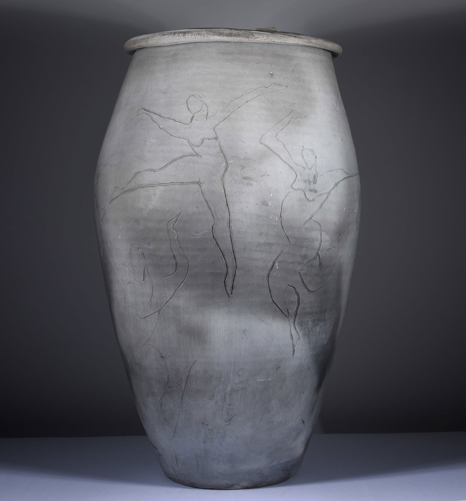 North Carolina Pottery Floor Vase Decorated with Dancers (1 of 3)