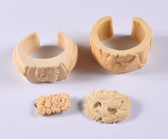 Carved Bone Bracelet and Brooch