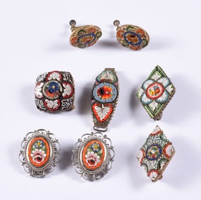 Vintage Italian Micro Mosaic Jewelry Group