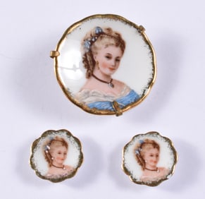 Antique Limoes Brooch Set