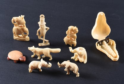 Carved Bone and other small items Celluloid