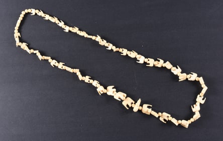 Vintage Tribal Carved Bone Necklace