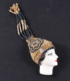 Vintage Lady Face Brooch