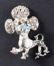 Vintage Jeweled Poodle Dog Brooch