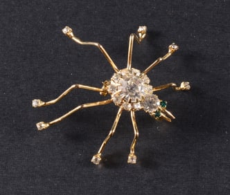 Vintage Jeweled Spider Brooch