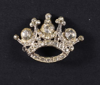 Vintage Jeweled Crown Brooch