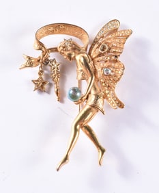 Vintage Jeweled Fairy Brooch made in Italy
