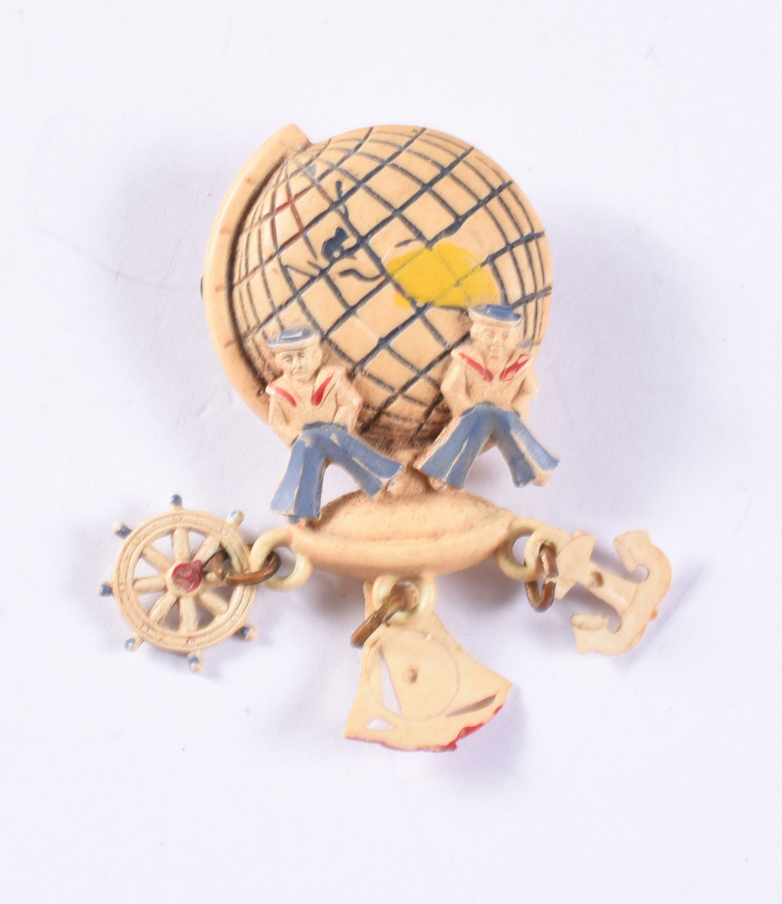 Celluloid Sailer Themed Brooch: This is a collection of jewelry from two estates. All items are sold as is where is. We can in house ship and our price is below under condition. The price to the right is 3rd party shipping. To get i