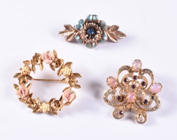 Vintage Jeweled Brooch Group