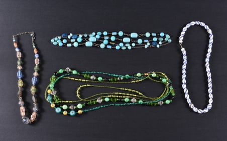 Vintage Delft Blue Necklace and other Beaded Necklaces