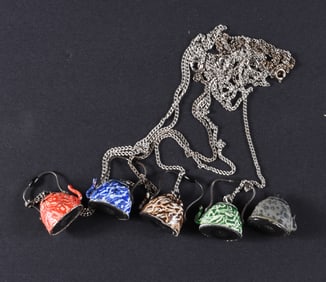 Miniature Enamel Teapot Group