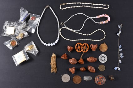 Jewelry Group and Carved Nuts