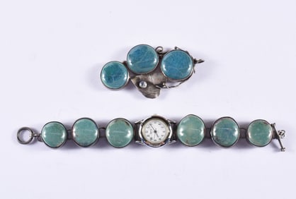 Jennie Lorete Keatts Sterling Silver Watch and Brooch