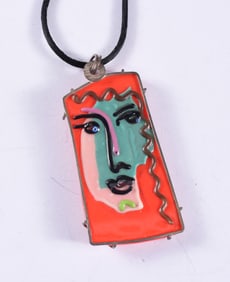 Folky Blown Glass Necklace Pendant