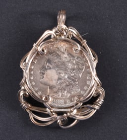 1881 Morgan Silver Dollar Mounted in Silver Pendant