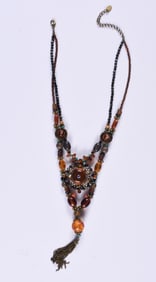 Antiqued Bronze and Amber Necklace