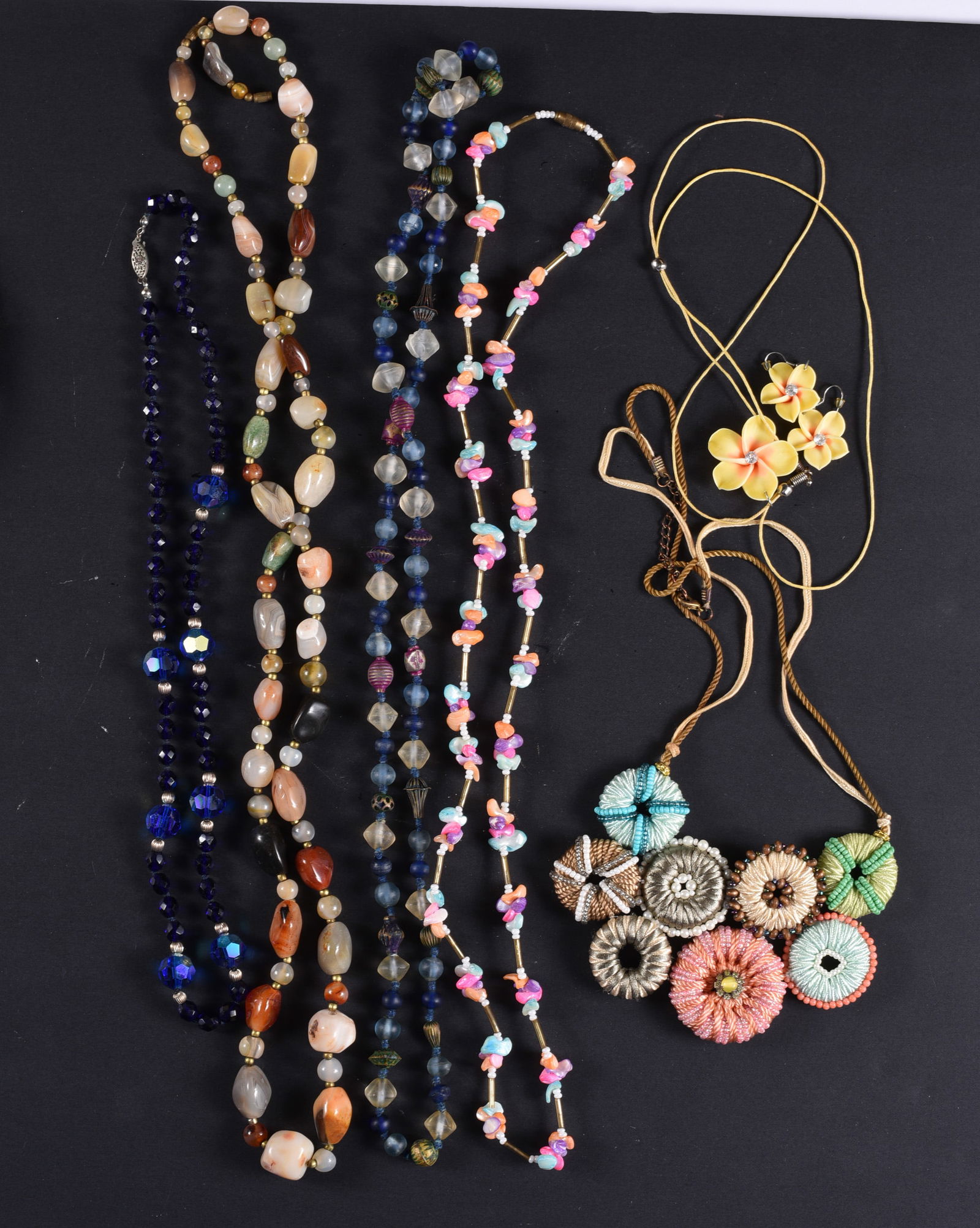 Beaded Jewelry Necklace Group: This is a collection of jewelry from two estates. All items are sold as is where is. We can in house ship and our price is below under condition. The price to the right is 3rd party shipping. To get i