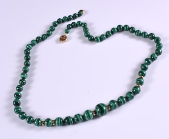 Vintage Malachite Beaded Necklace