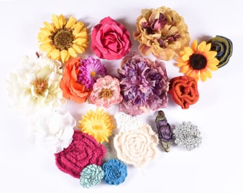 Cloth Flower Brooch Group